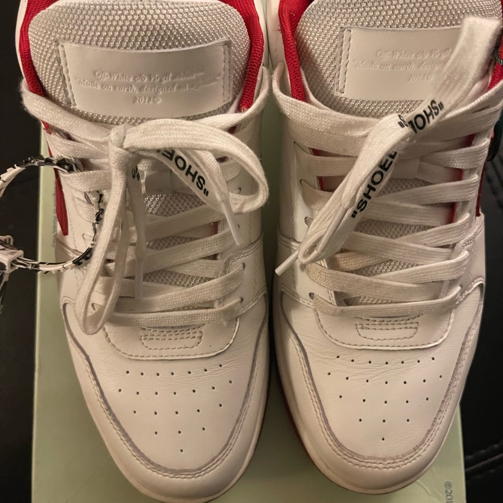 White and Red Sneakers